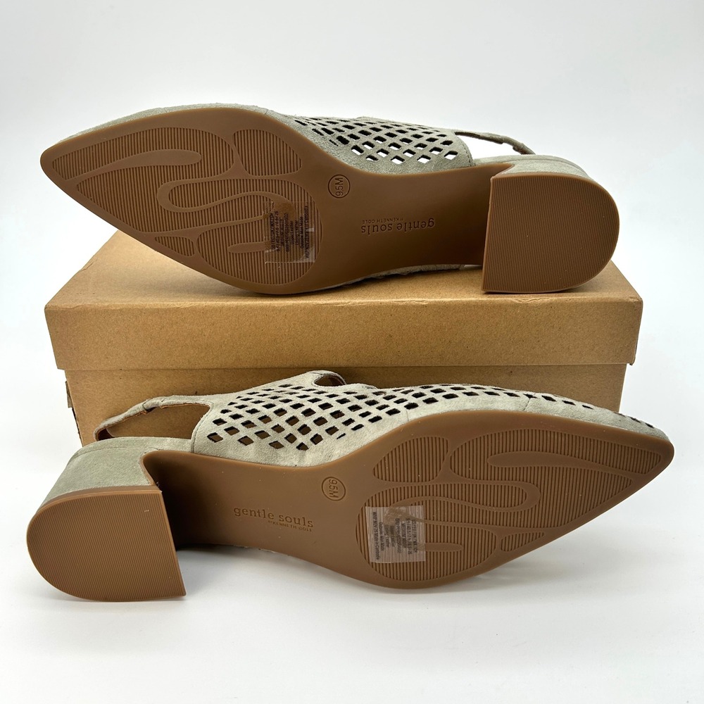 Mary Jane Pumps Gentle Souls by Kenneth Cole Gigi Womens Size 9.5 Sage Suede NEW - Picture 5 of 7
